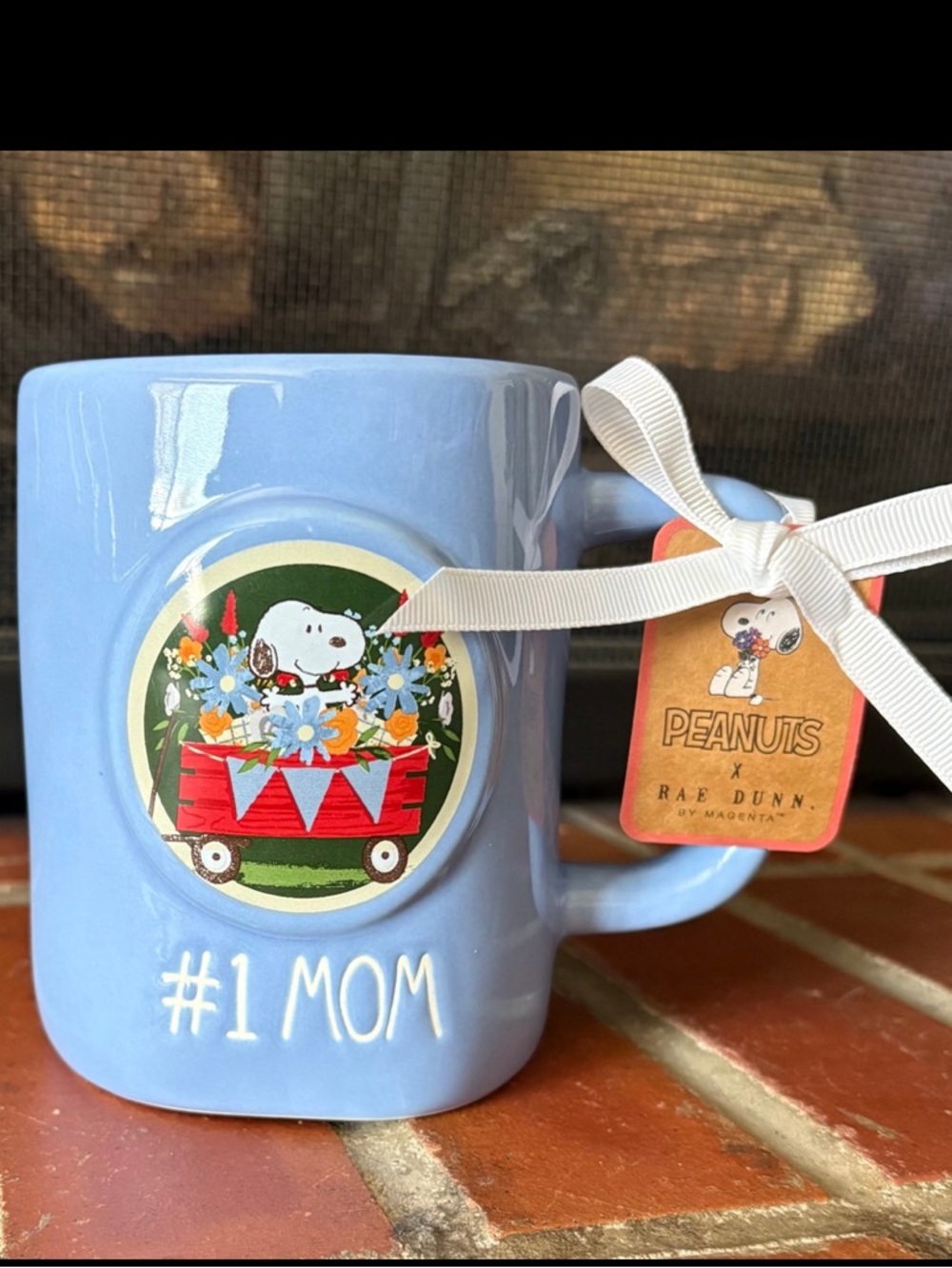 Rae Dunn Peanuts Snoopy #1 Mom Light Blue Coffee Mug Ceramic 2026 NWT